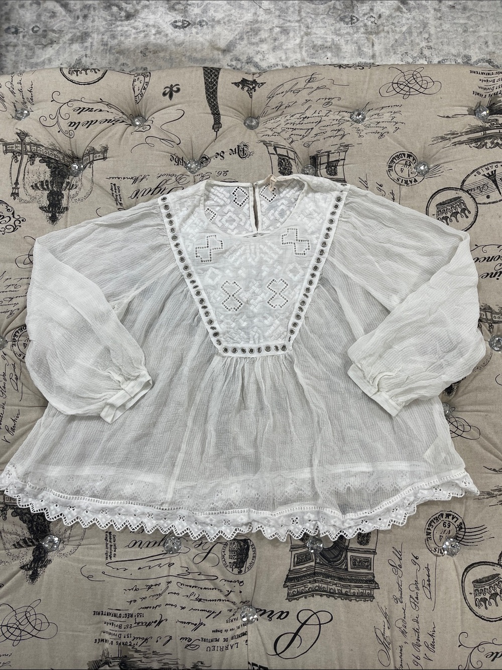 Rebecca Taylor White Embroidered Peasant Blouse